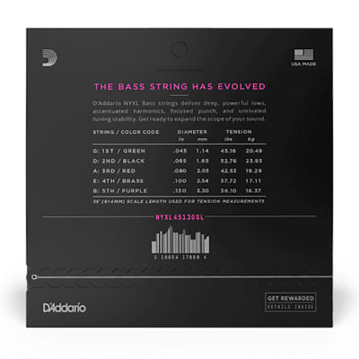 Daddario 45-130 5 String Regular Light Nickel Wound Bass Strings, Super Long Scale image 2