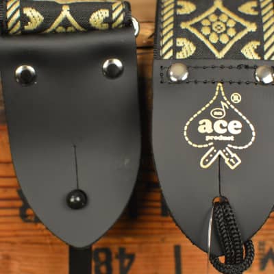 D'Andrea DN-ACE07 Ace Vintage Reissue  Black Old Gold Guitar Strap w/ Fast & Free Shipping image 3