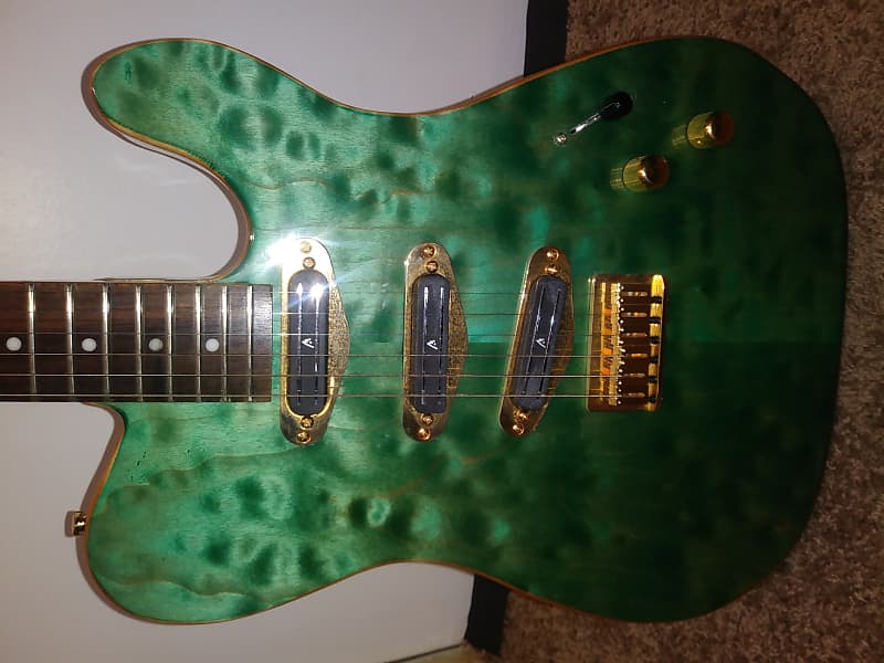 BAD BOY GUITAR Tele Custom 2015 Green Blue Reverb