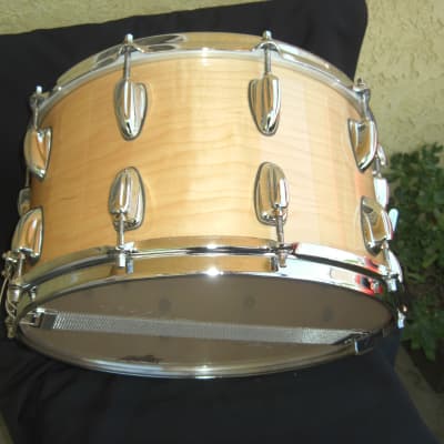 Slingerland 14x8 snare drum 20 lugs, Stick saver hoops 80s/90s - Natural Maple Gloss image 3