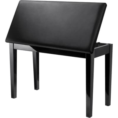 Donner Duet Piano Bench with Storage Solid Wooden Keyboard Bench Piano Bookcase Stool Chair Seat with High-Density Sponges Padded Cushion Black image 2