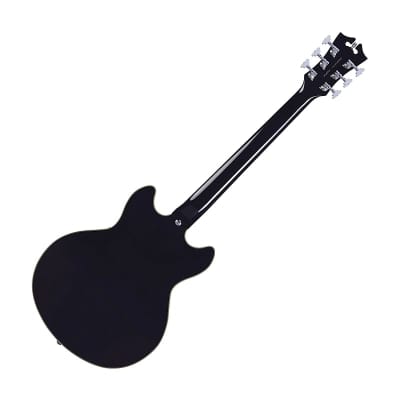 D'Angelico Premier Mini DC Semi-Hollow Body Electric Guitar, Black Flake w/Gig Bag image 8