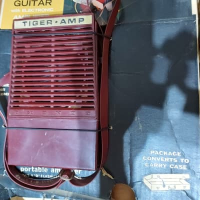Vintage 1970's Emenee Tiger Electric Guitar, Amp, Gig Bag And Case image 6