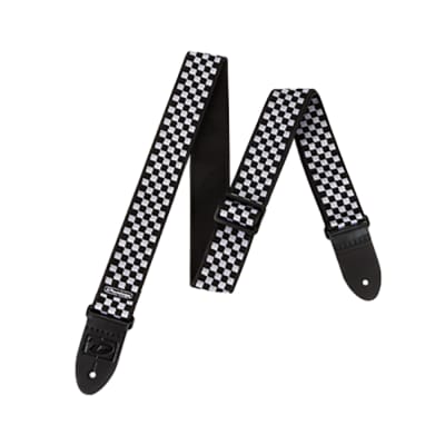 Dunlop D38-31BK Black and White Checkered Adjustable Electric Guitar Bass Strap image 2