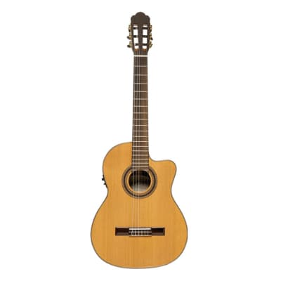 ANGEL LOPEZ Mazuelo serie electric classical guitar with solid cedar top with cutaway image 7