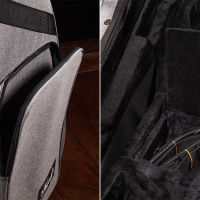 Lindo Acoustic Travel Guitar Eco Hard Case | Plush Lined with Storage Pockets | Sustainable and Eco-Friendly | Designed in The UK | Grey Fabric Finish (Guitar NOT Included) image 10