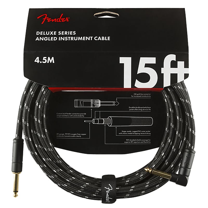 Fender Deluxe Series Straight / Angled TS Instrument Cable - 15' image 1