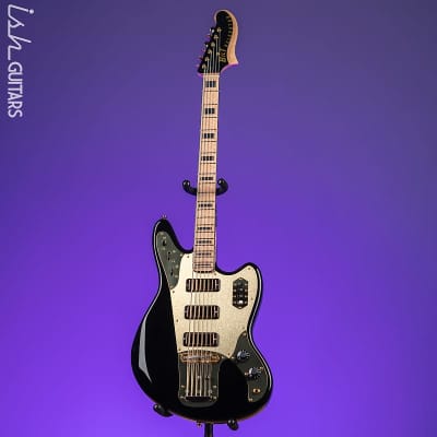 Bilt Relevator Bass VI 6-String Bass Guitar Black w/ Gold Plates image 2