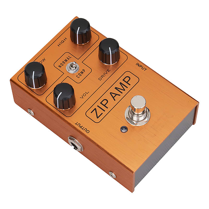 ZIP AMP Overdrive Pedal Rock Compression Tone with Gain and Reverb