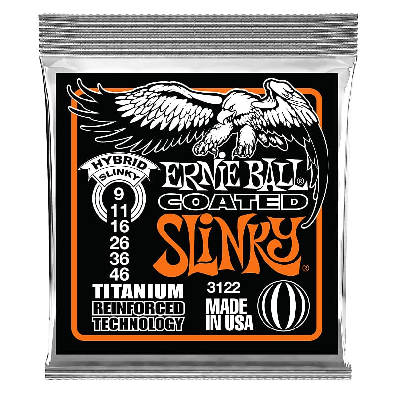 Ernie Ball Hybrid Slinky Coated Titanium RPS Electric Guitar Strings - 9-46 Gau image 1