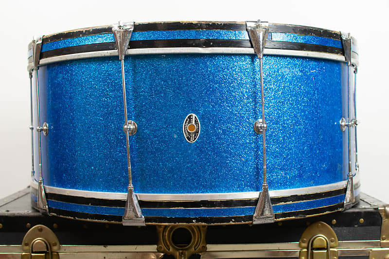 1970s Slingerland 10x26 Sparkling Blue Pearl Scotch Bass Drum image 1