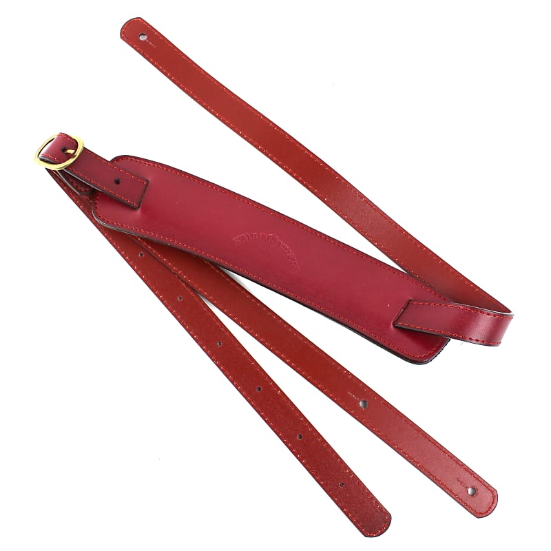 Walker & Williams C-18-BRD Bourbon Red Leather Vintage Slash Strap w/Deluxe  Suede Pad Extra Long