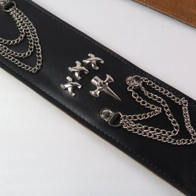 Chains and Axes / Skulls Goth Punk Rock Rebel Outstandin​g Custom Leather STRAP image 3