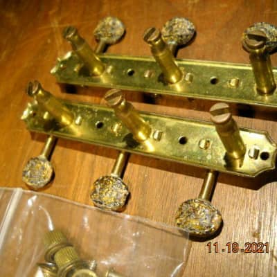 Kluson 3 On a Side Split Post Tuners with Hardware 1950's Gold image 4