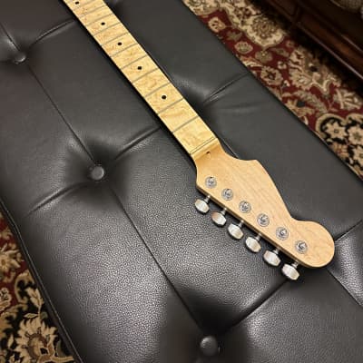 Musikraft Reverse Headstock Franky Strat Neck Hipshot Locking Tuners 2022 - Rock Maple w/ Birdseye Maple Fingerboard image 3