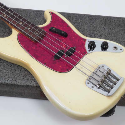 1966 Fender Mustang Bass - Olympic White - First Year Model with Original Case image 5
