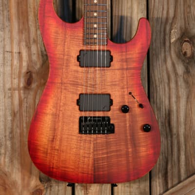 Tom Anderson Drop Top, Figured Koa Top, Solid Rosewood Neck, Satin Cherry Shaded Edge Burst for sale