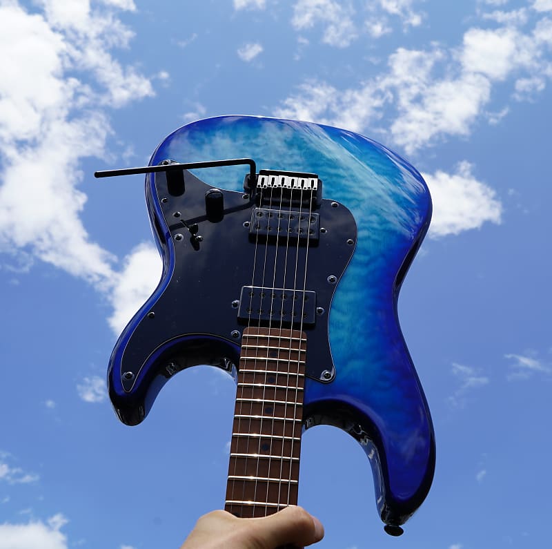 Schecter DIAMOND SERIES Traditional Pro Transparent Blue Burst 6 String Electric Guitar 2023