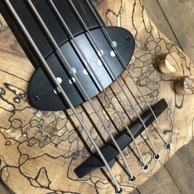 *last day of spring sale* Letts “WyRd mini” travel fretless 5 string bass guitar Spalted Beech Ebony Walnut handcrafted in the UK 2023 image 14