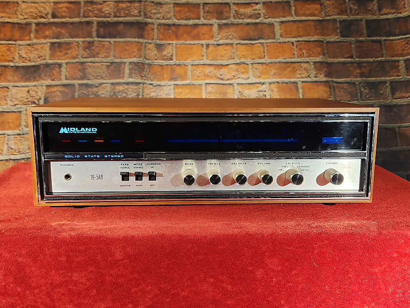 Vintage 1970s Midland International 19-549 AM/FM Multiplex Stereo Receiver Wood  			