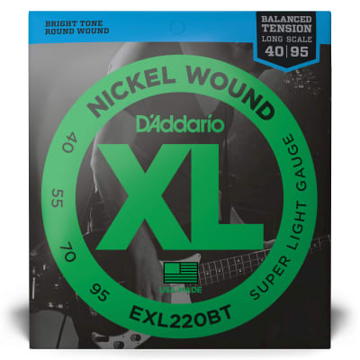 2PK D'Addario EXL220BT Nickel Wound Balanced Tension Super Light Electric Bass Strings (40-95) image 2
