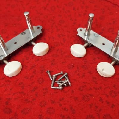 Vintage 1950s/60s Waverly 3-on-a-side Strip Tuners w/ Original Screws - Nickel - Gibson Martin Guild image 2