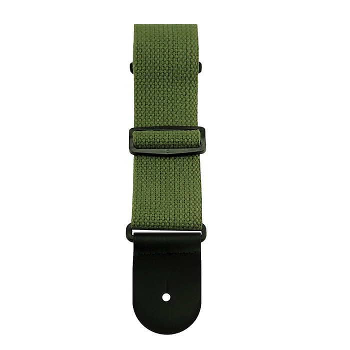 Henry Heller 2" Cotton Guitar Strap Green w/ Leather Ends HCOT2-GRN image 1