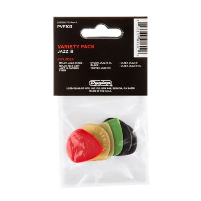 Dunlop PVP103 Jazz III Pick Variety Pack (6-Pack) image 2