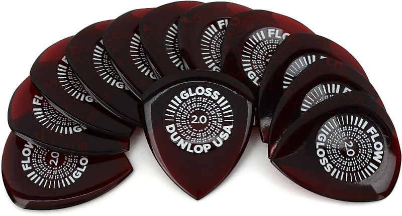 Dunlop 550R200 Flow Gloss Guitar Picks 2.0mm 12-pack (3-pack) Bundle image 1