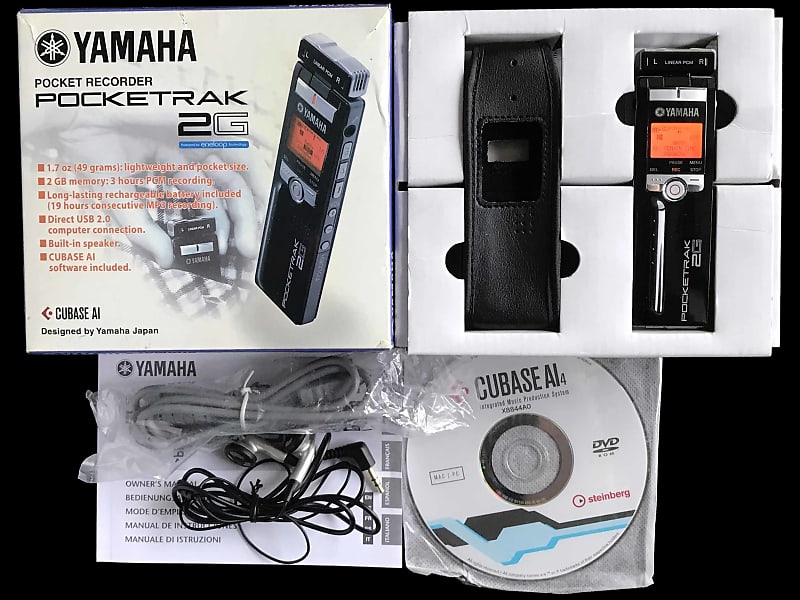 2008 Yamaha Pocketrak 2G 2GB Tiny Stereo Pocket Recorder With Original Box, Soft Case & Cubase AI 4 DVD ROM image 1