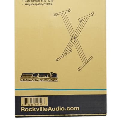 Rockville Double X Braced Keyboard Stand+Push Button Lock For Korg KingKorg 61 image 6