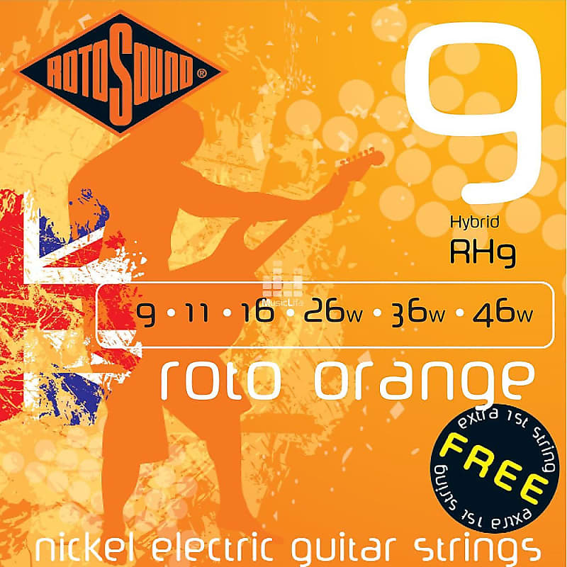 Rotosound RH9 Roto Orange Elec Guitar strings 9-46w hybrid gauge image 1