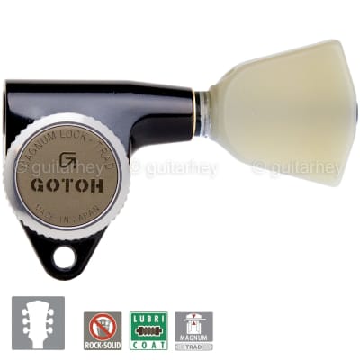 NEW Gotoh SG301-P4N MGT Magnum Locking Tuners TRAD Keystone Buttons 3x3 - BLACK
