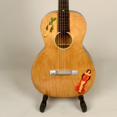 1920's-30's Oahu Hawaiian Square Neck Slide Parlor Acoustic Guitar Cleveland Made w/Girlies image 14