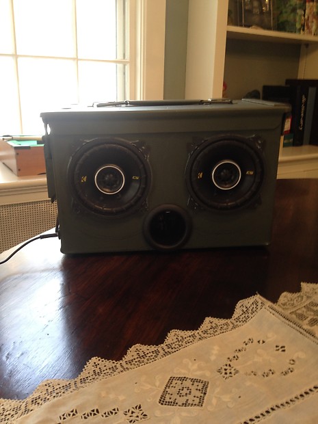Ammo can speaker system (portable) army green image 1
