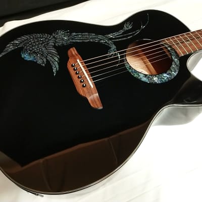 LUNA Fauna Phoenix cutaway acoustic electric Guitar NEW Classic Black w/ Light CASE image 3