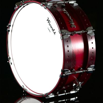 Woods Custom Drums - Ash/Poplar/Ash Snare Drum, 14” x 5" in Red Lacquer image 2
