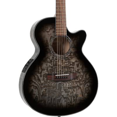 Mitchell MX430QAB Exotic Series Acoustic-Electric Midnight Black Edge Burst for sale