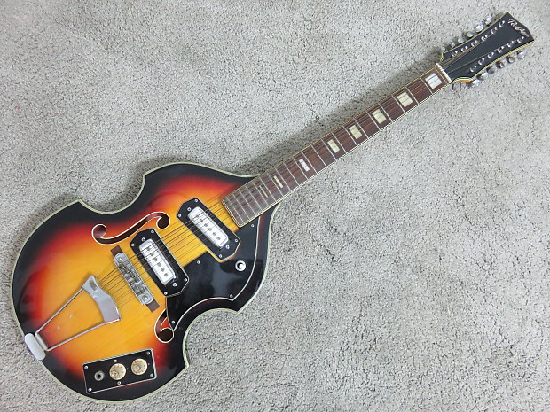 Vintage 1960s Teisco MIJ Bizarre 12 String Guitar Sunburst Beatles Viola Shape