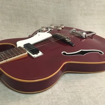 1967 Vox Apollo V266 Cherry Red Hollowbody Guitar + Built In Distortion / Tone Boost / Tuner + Case image 10
