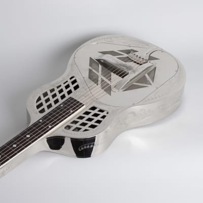 National  Style 3 Tricone Squareneck Resophonic Guitar (1931), ser. #2396, original black hard shell case. image 7