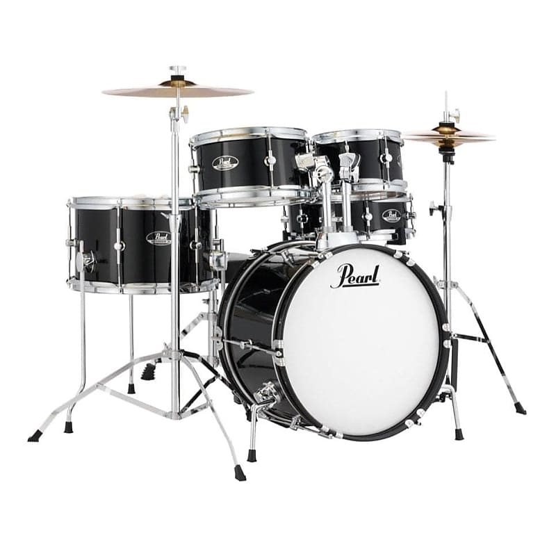 Pearl Roadshow Jr. 5-pc. Drum Set w/hardware & Cymbals Jet Black image 1
