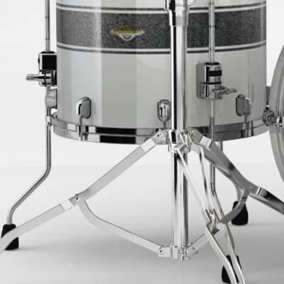 Tama MAF1616BN-SSR Starclassic Maple Lacquer Floor Tom 16" x 16" - Silver Snow Racing Stripe/Black Nickel HW image 1
