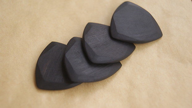 Wooden guitar plectrum. 3mm Ebony pick. Handcrafted in the UK. Buy one get one free! image 1