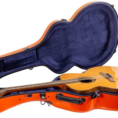 Crossrock Acoustic Super Jumbo Guitar Hard Case fits Gibson SJ-200 & 12 strings Style Jumbo, Orange image 3