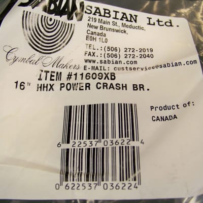 Sabian HHX 16" Power Crash Cymbal/Brilliant Finish/Model #11609XB/Brand New image 4