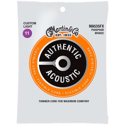 Martin Authentic Acoustic Flexible Core Guitar Strings (Phosphor Bronze, Custom Light) image 1