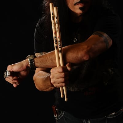 Frankie Banali's (Quiet Riot) M201-ABW LP Matador Wood Bongos, with Stand and Stenciled Case! - Almond Brown/Chrome image 9
