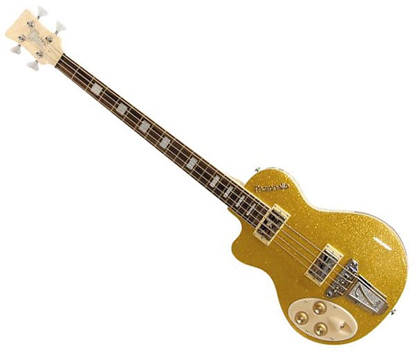 Italia Maranello 4-String Left-Handed Bass Guitar - Gold | Reverb