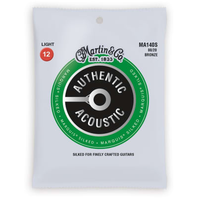 Martin MA140S Authentic Acoustic Marquis Silked 80/20 Bronze Acoustic Guitar Strings - Light (.12 - .54)